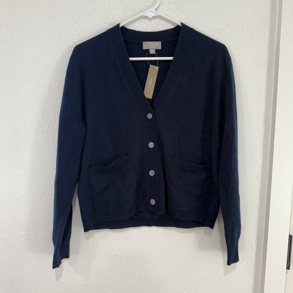 NWT J.Crew Cashmere Patch Pocket Cardigan Sweater BF016 in Black Size XXS - Picture 2 of 9